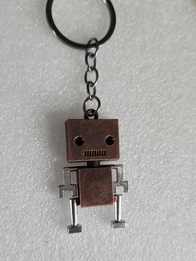 Bronze & Silver Toned Mini Robot Keychain